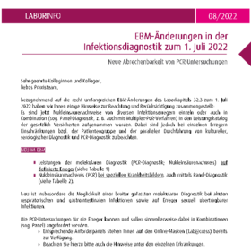 EBM-Änderung in der Infektionsdiagnostik zum 01. Juli 2022