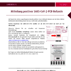 Mitteilung positiver SARS-CoV-2-PCR-Befunde