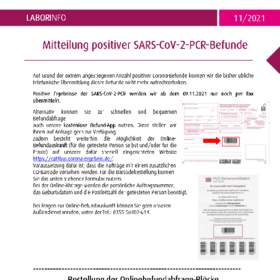 Mitteilung positiver SARS-CoV-2-PCR-Befunde