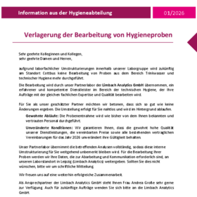 Verlagerung der Bearbeitung von Hygieneproben Wasser