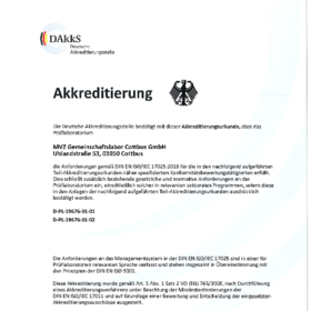 Akkreditierungsurkunde Prüflabor