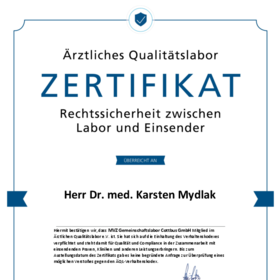 Zertifikat Ärztliches Qualitätslabor Dr. Mydlak