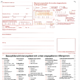 Anforderungsschein Baso-Test (zelluläre Allergie)